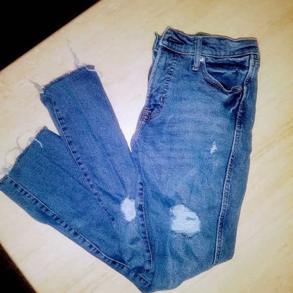 GAP Denim - GAP High Rise Slim Straight distressed jeans 27